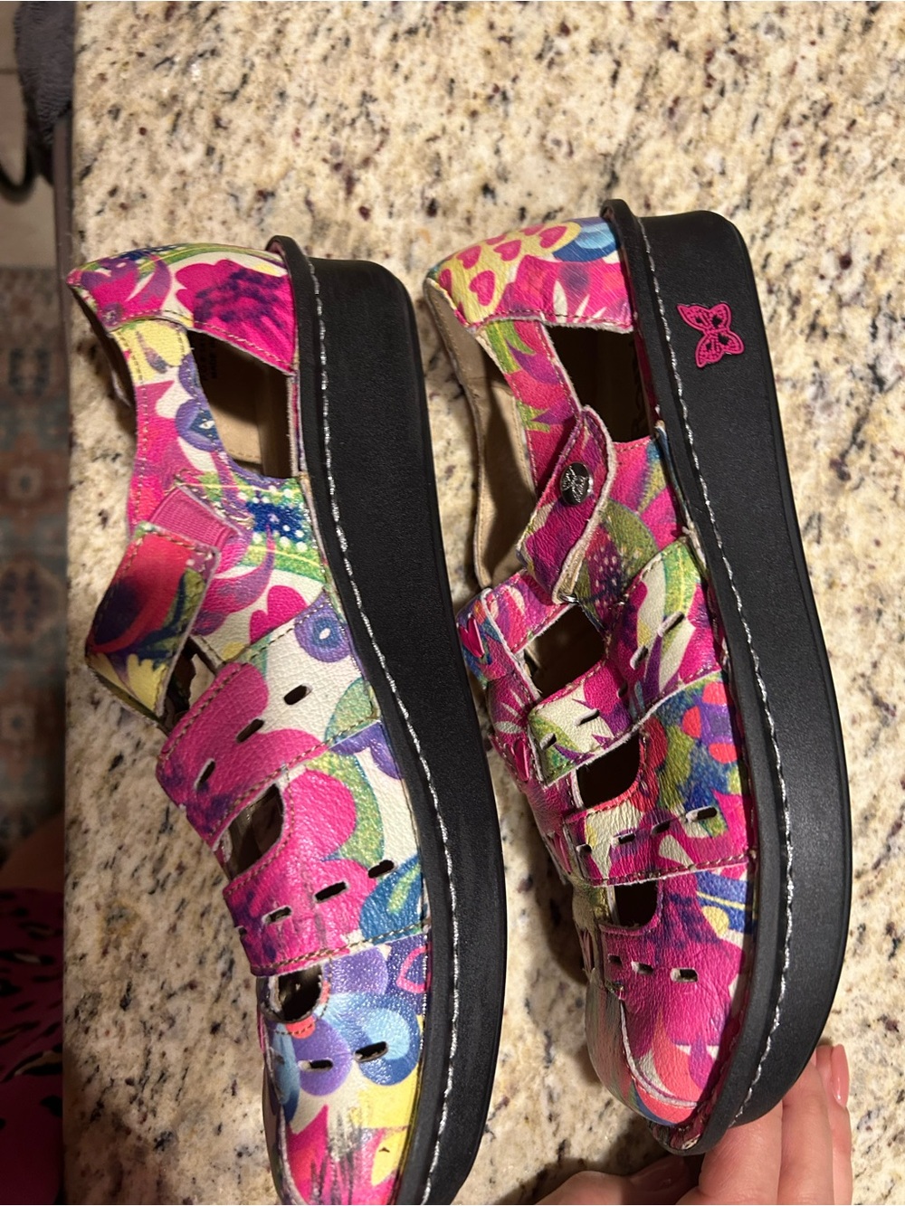ALEGRIA PESCA FLORAL LEATHER COMFORT SHOES NEW? Size 38 (8-8.5) no box - Picture 6 of 13